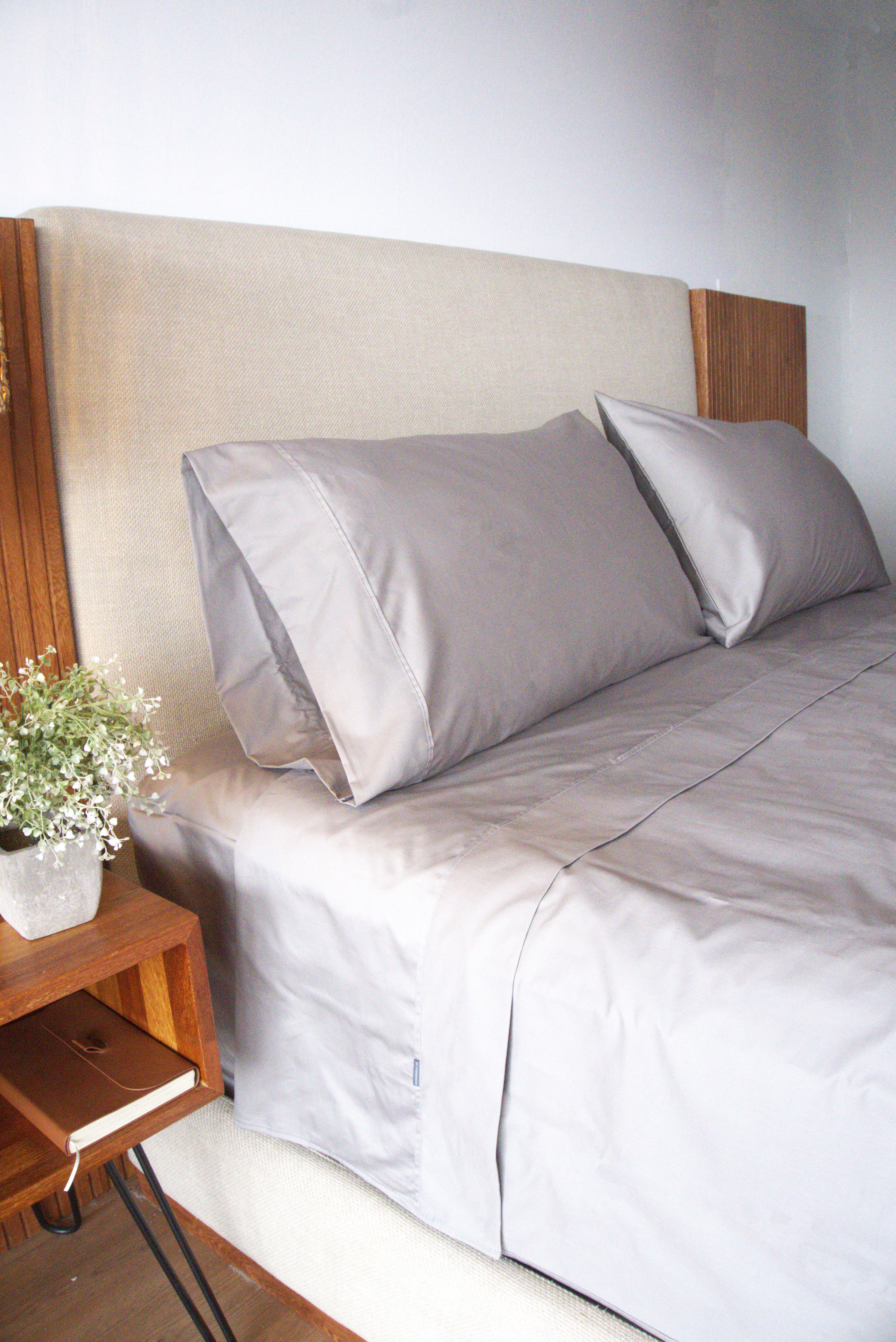 Juego de Sábanas Lux Gris 400 hilos 100% Algodón