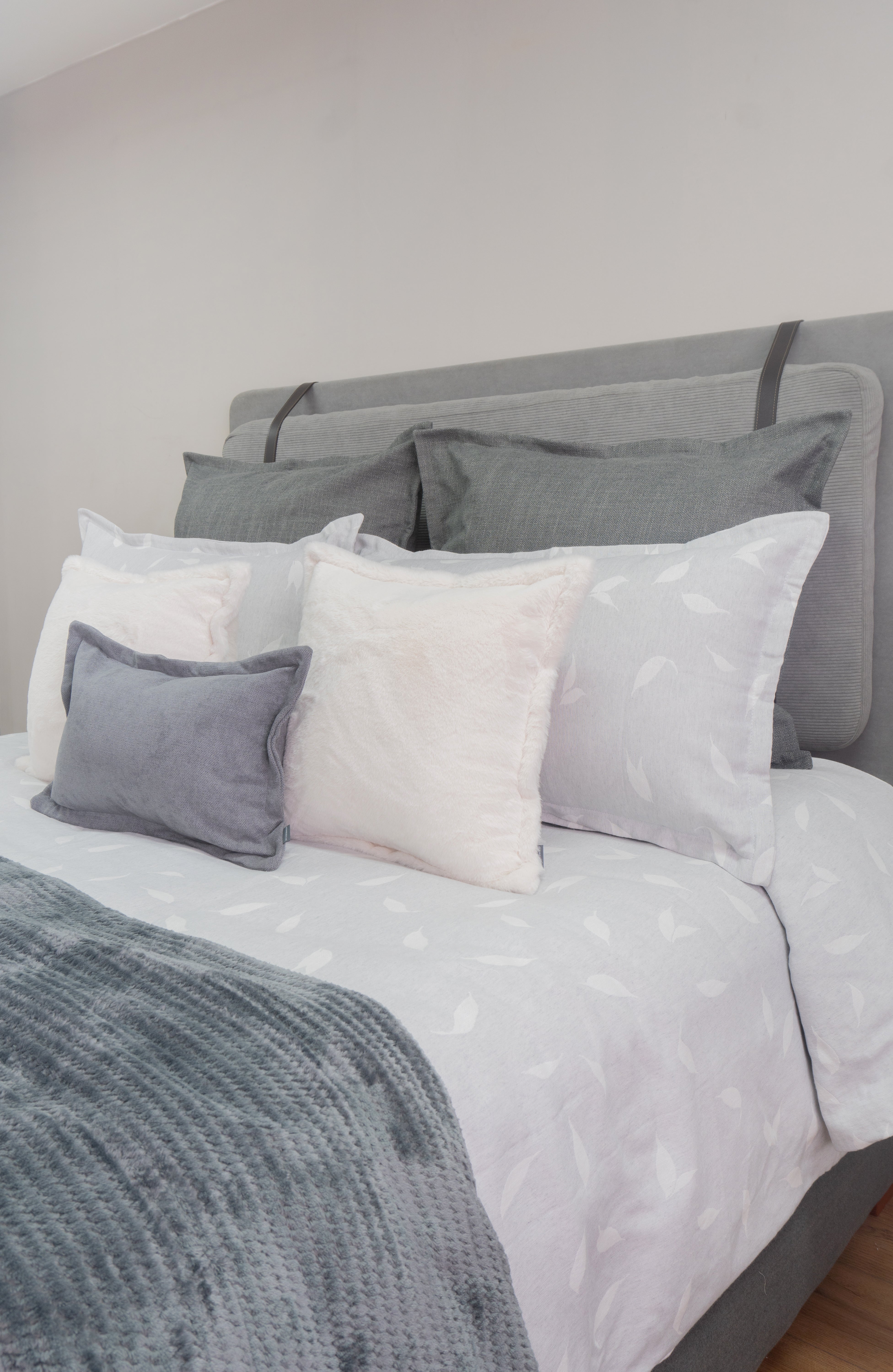 Set Duvet Leave Gris