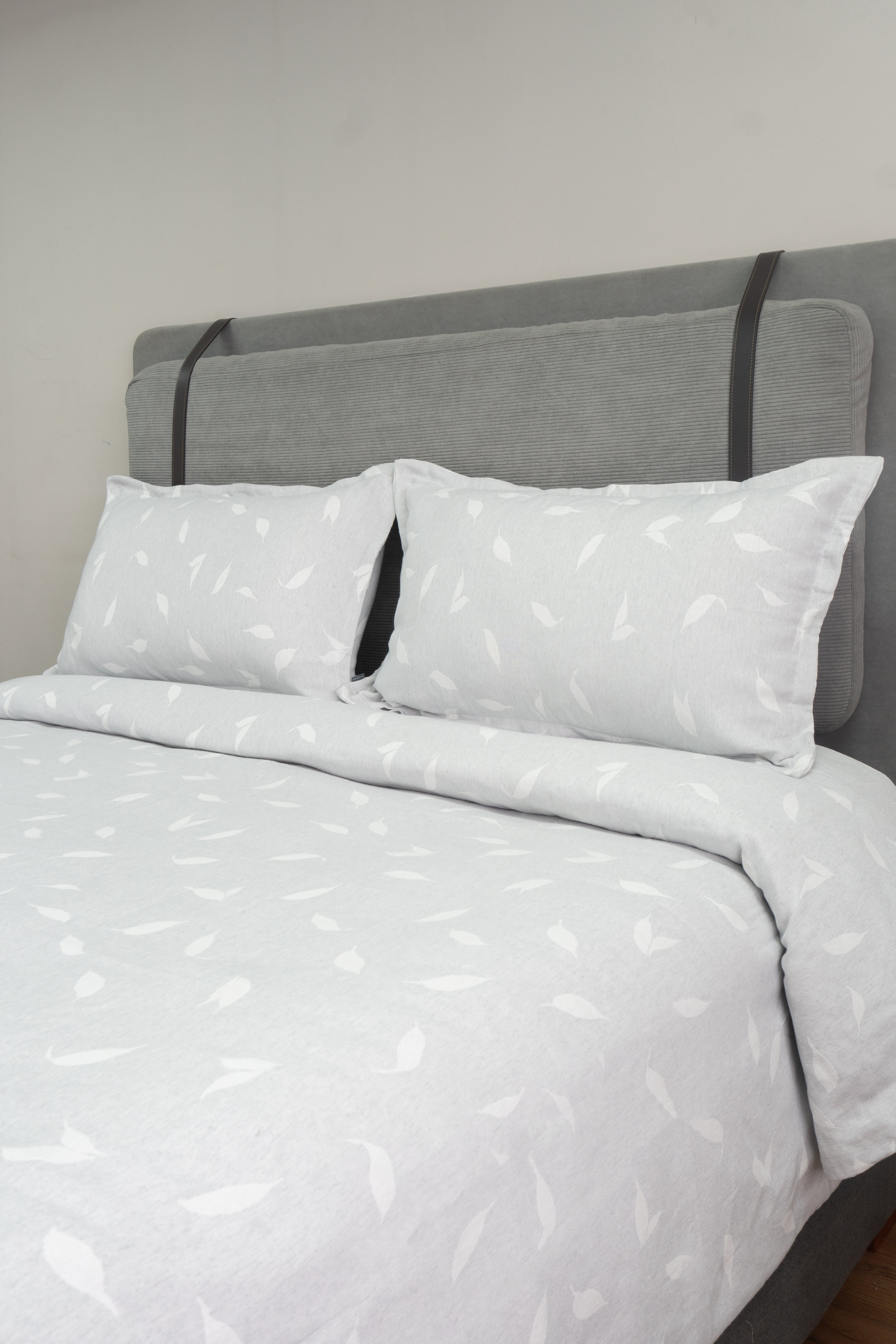 Set Duvet Leave Gris