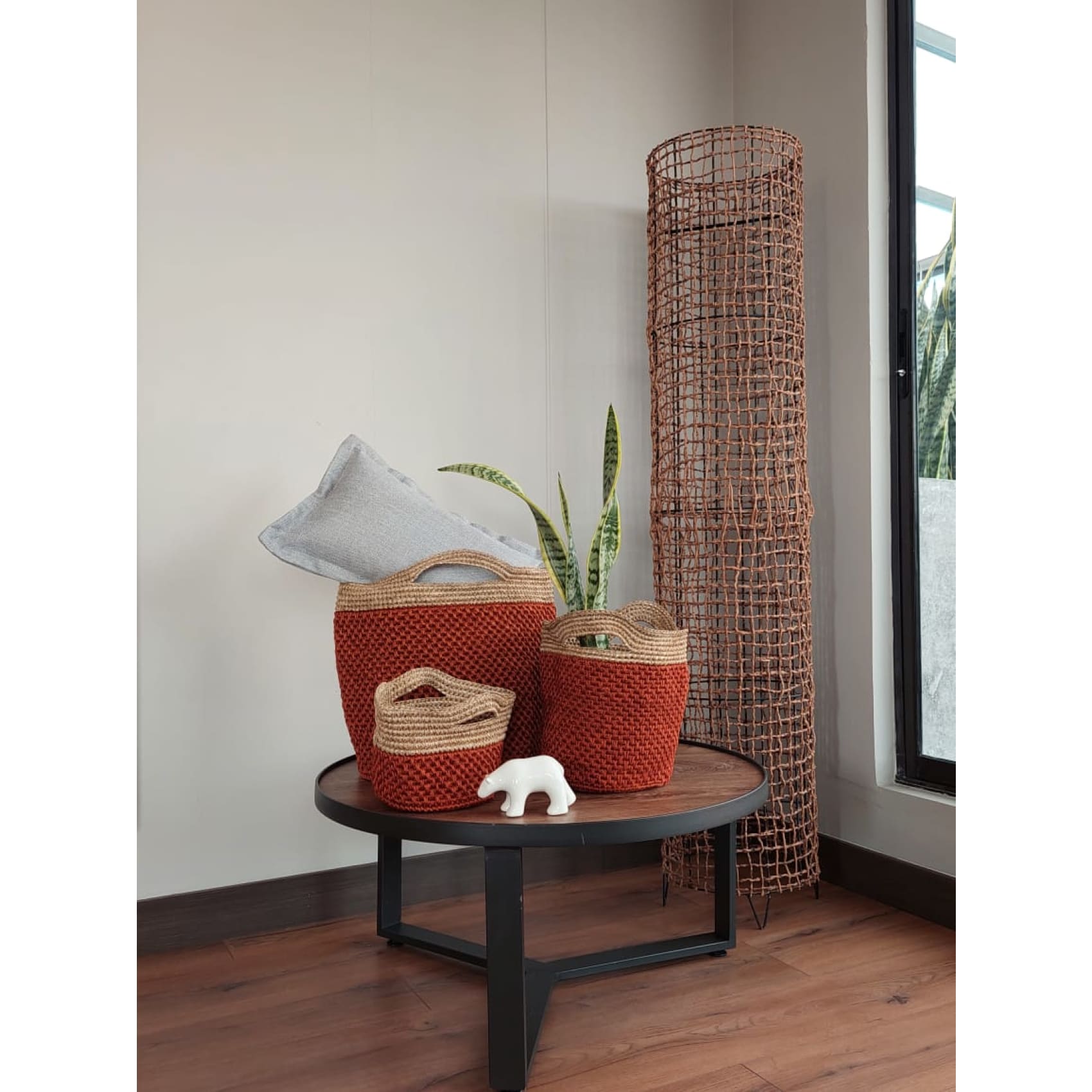 Canasto, fibra natural, fique, decorativo, Mocca