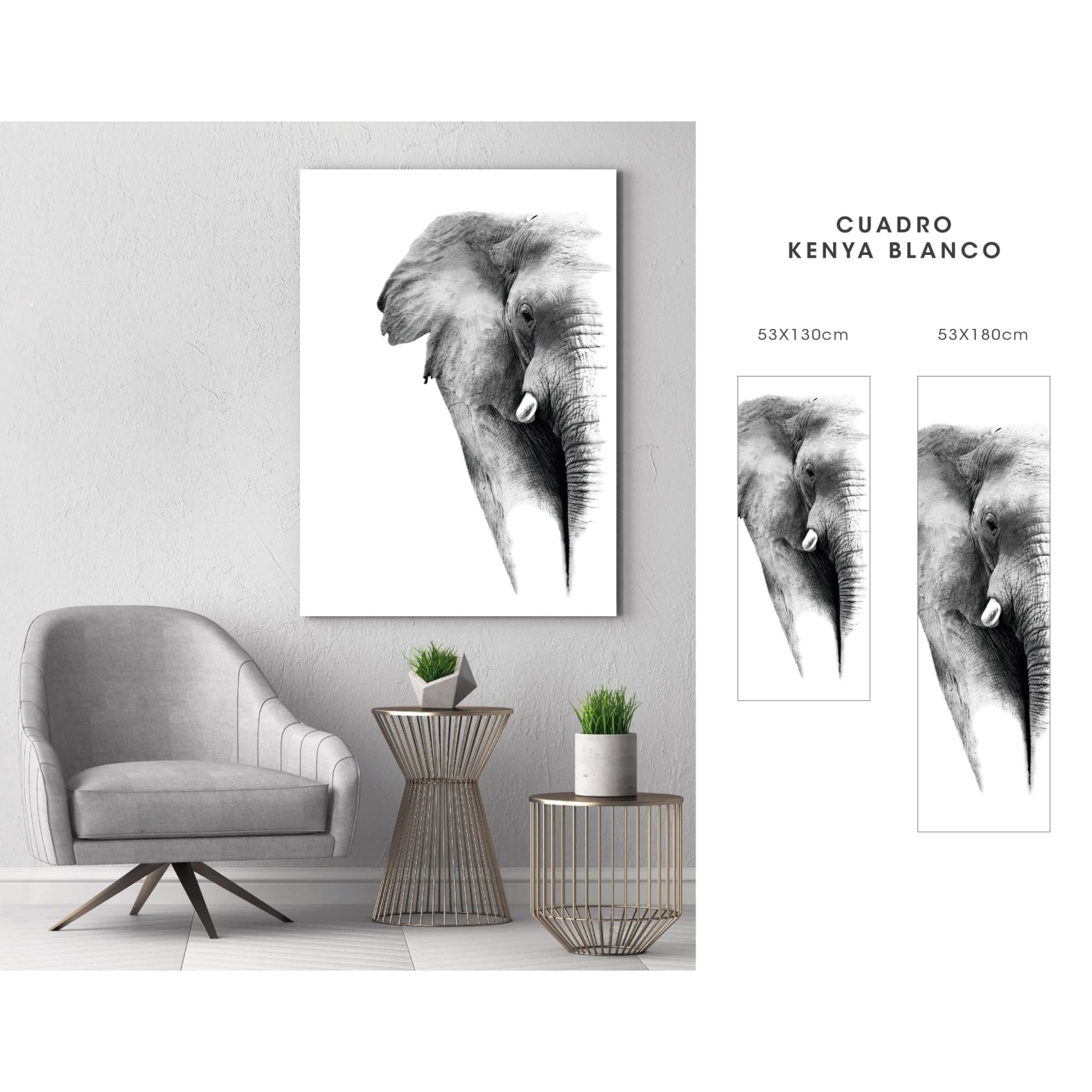 Stunning Cuadro Kenia Blanco artwork featuring vibrant colors and crisp details on a high-quality canvas, perfect for elegant home decor.