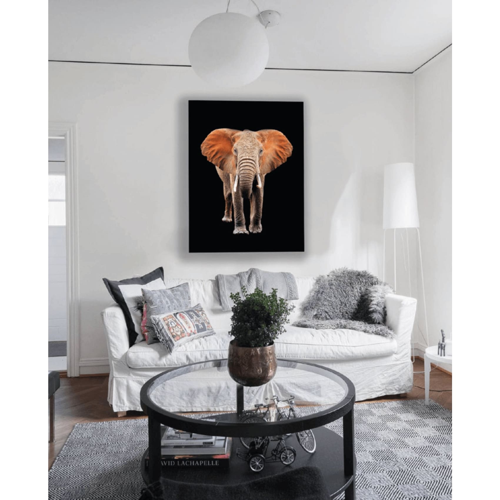 cuadro decorativo, decoración, sala, estudio, habitación, animal, elefante