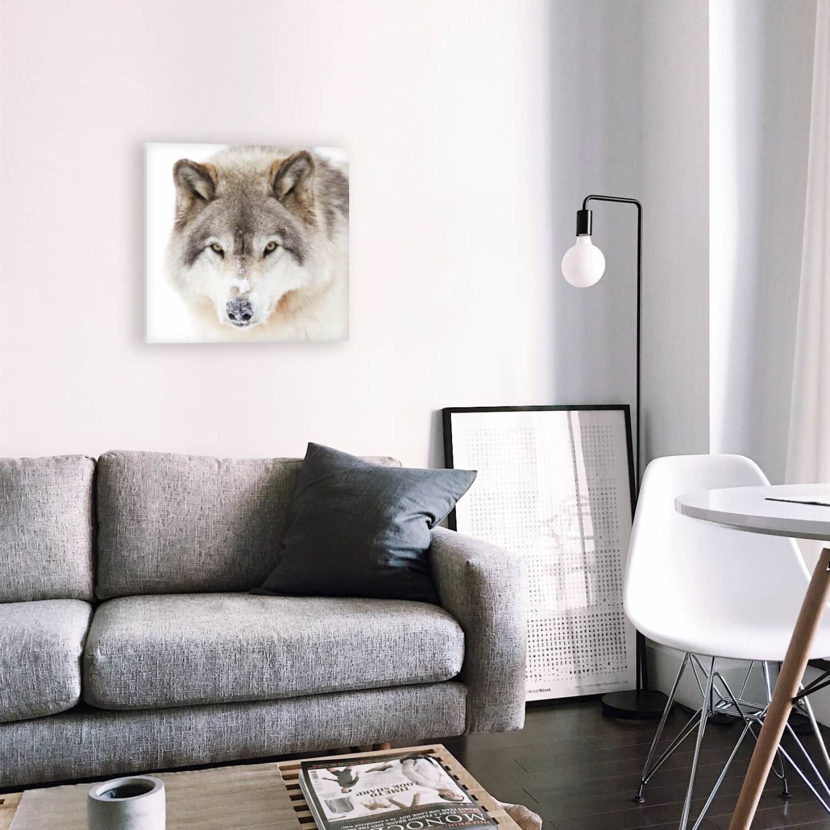 cuadro decorativo, decoración, sala, estudio, habitación, animal, lobo