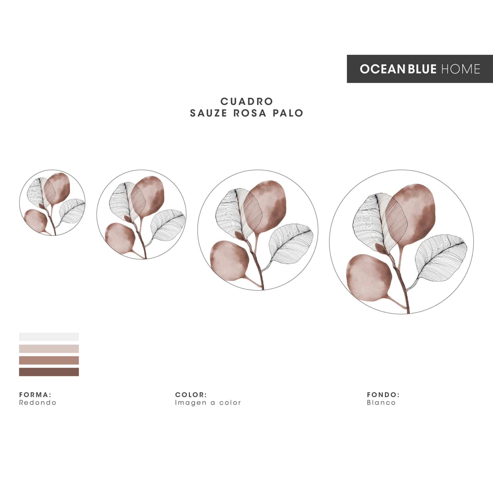 Elegant round Sauze Palo Rosa canvas print in a sleek MDF frame, adding sophistication with a subtle metallic spacer for depth.