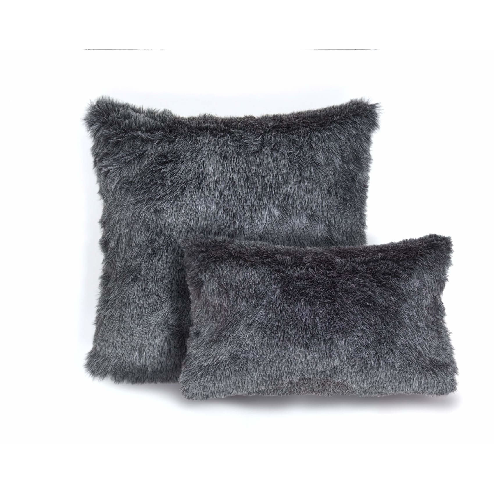 Soft graphite-toned mink cushion cover with a cozy, textured fabric, perfect for adding warmth and style to any sofa or room.