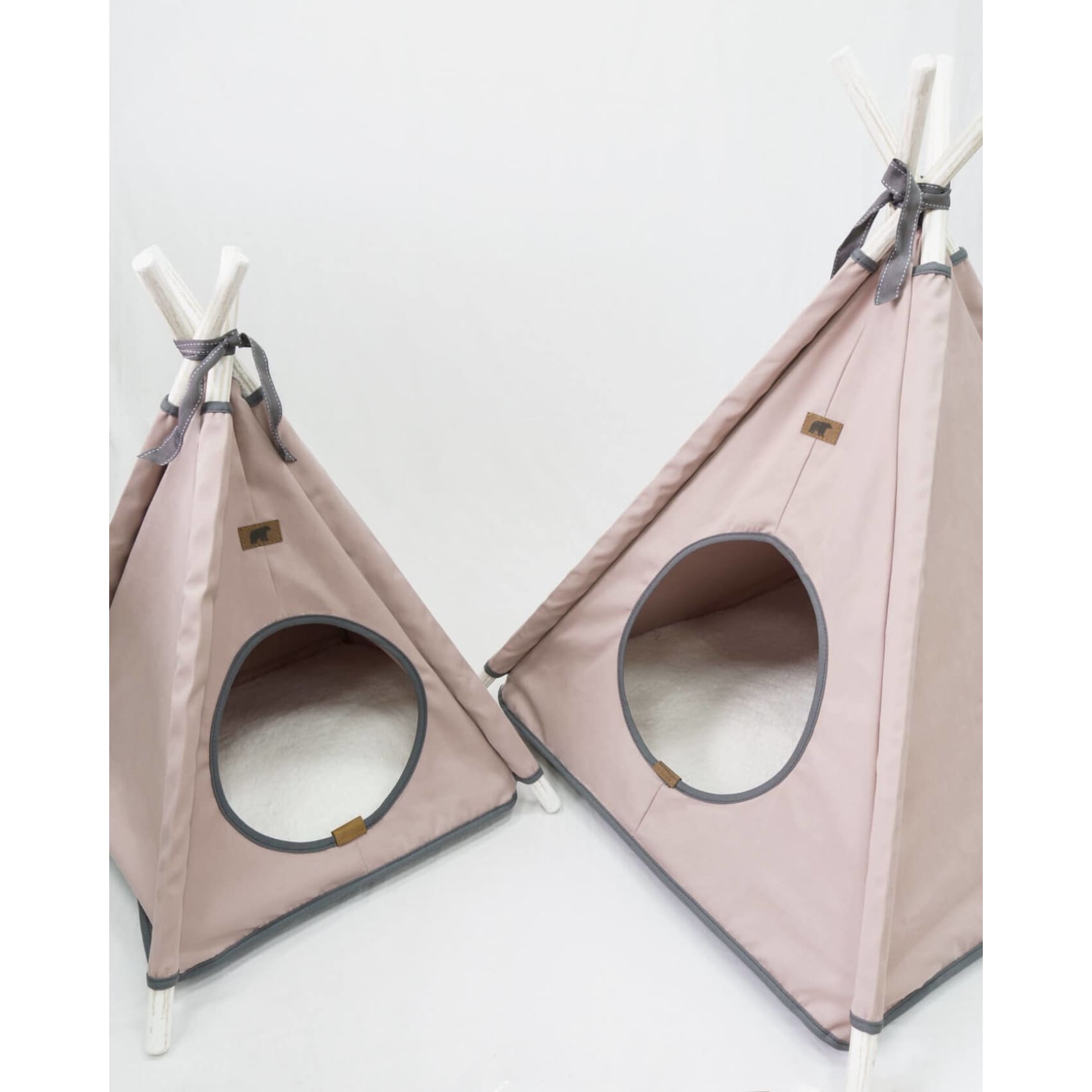 Cozy Teepe Pets Bongo Marsala tent for pets, featuring a stylish marsala-colored canvas and sturdy wooden poles.