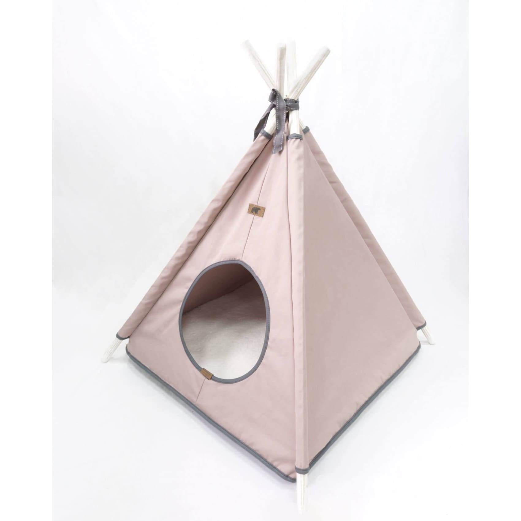 Cozy Teepe Pets Bongo Marsala, a stylish pet tent with a durable canvas design and wooden supports, perfect for furry friends.